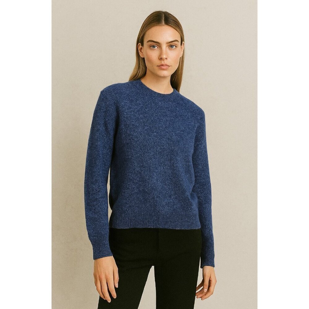 A.P.C. APC Wool Blend Crewneck Sweater M Blue Melange Knit Paris Minimalist Chic
